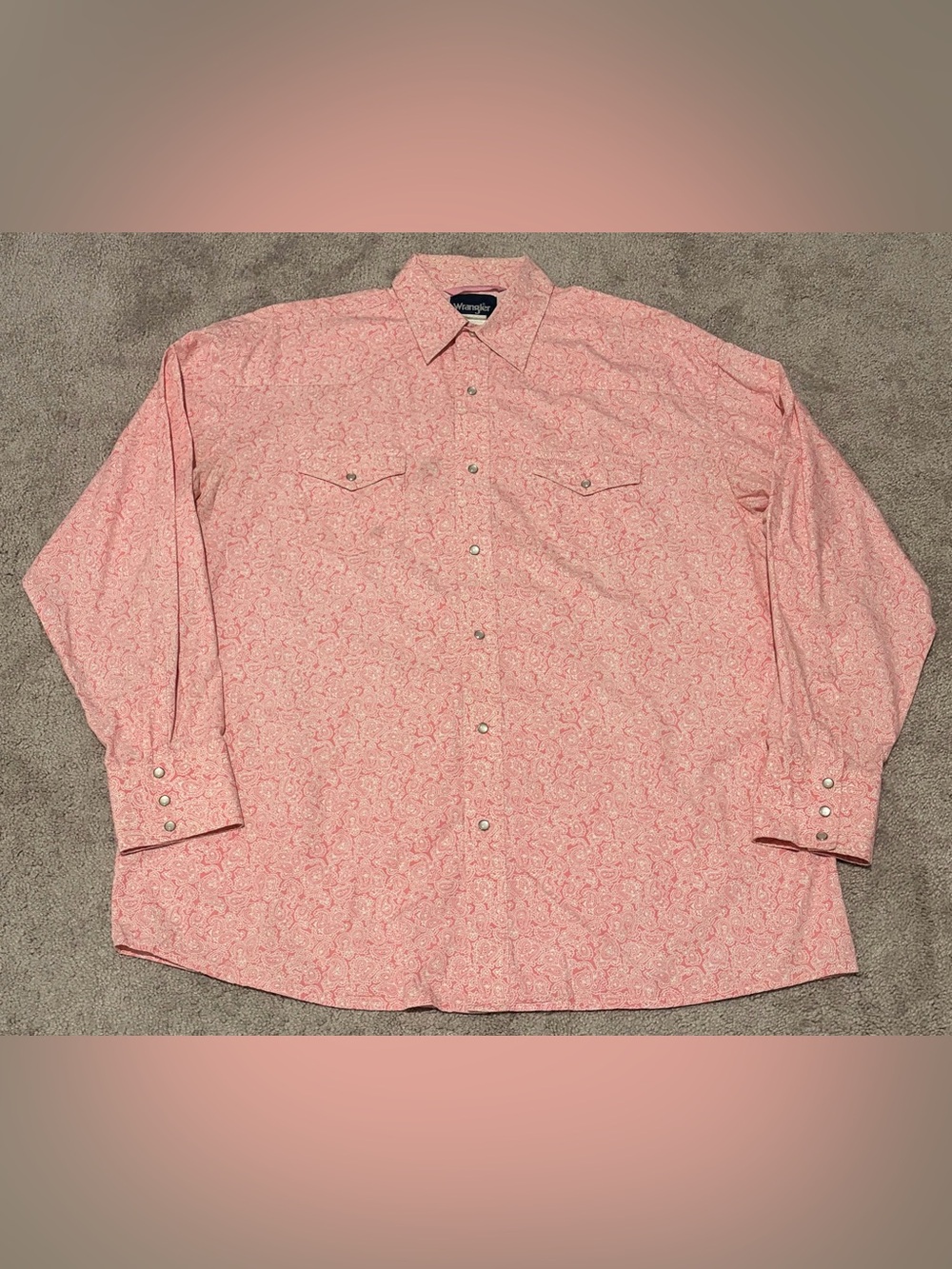Wrangler Men’s Size XL Pink Paisley Pearl Snap Button Up Breast Cancer Awareness